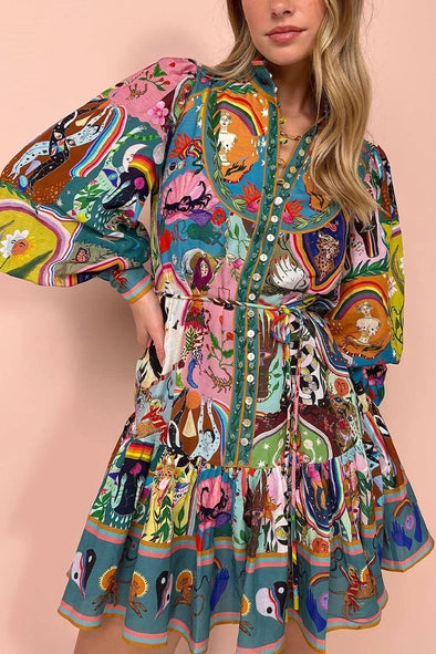 Vestido printed ruffle dress de Chica boutique
